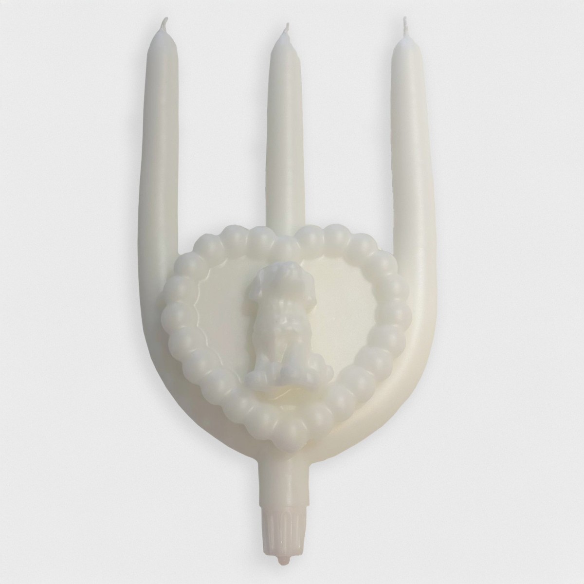 Bougie trident perles et petit chien